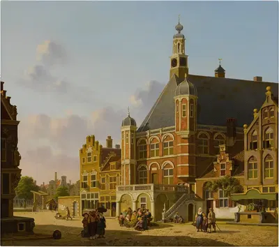 A Busy Town Square, Holland by Jan Hendrik Verheijen — digital art print download