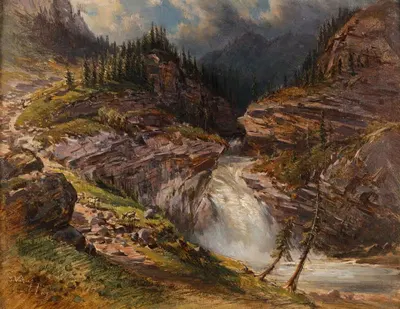 Hirte am Gollinger Wasserfall by Иоганн (Джованни) Варроне, 1864 — digital art print download