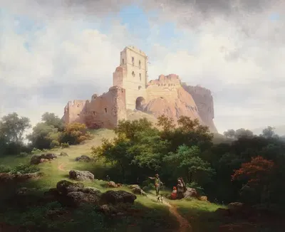 Ruine Paulenstein bei Stampfen in Ungarn by Joseph Holzer — digital art print download