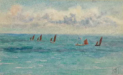 Французские яхты в море by Джозеф Эдвард Саутолл, 1929 — digital art print download