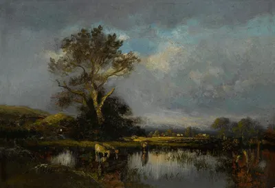 Landscape with Pond and Tree by Jules Dupré — digital art print download