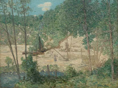The Building of the Dam by Julian Alden Weir, 1908 — digital art print download