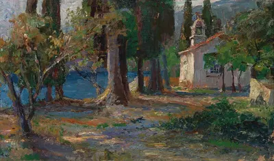 Небольшая церковь у моря недалеко от Ловрана, к югу от Опатии by Леонтин фон Литтров — digital art print download