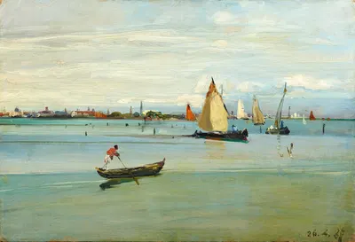 Venice, in the Lagoon by Lorenzo Delleani, 1887 — digital art print download