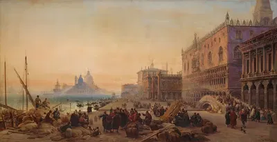 Венеция, вид на Санта-Марию делла Салуте by Луи Хаге, 1856 — digital art print download