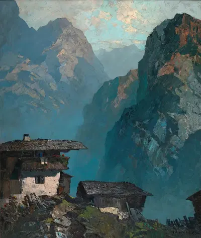 Одинокая ферма среди гор by Оскар Мулли — digital art print download