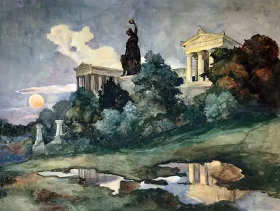 Закат над Баварией и Залом славы в Мюнхене by Отто Гейгенбергер — digital art print download