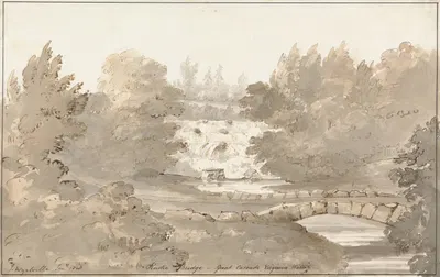 Design for Rustic Bridge below the Cascade, Virginia Water by Сэр Джеффри Уайатвилл, 1828 — digital art print download