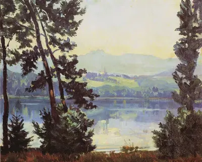 Blick über den Simssee by Paul Roloff, 1910 — digital art print download