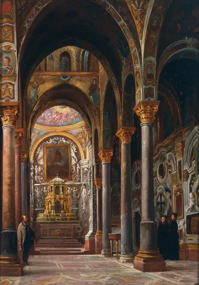 Церковь Санта-Мария делла-Аммиральо (Николо dei Гречи) в Палермо by Пьер Эдуар Фрер — digital art print download