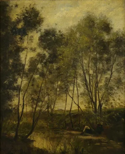 Woman by a Stream by Stanislas Lépine — digital art print download