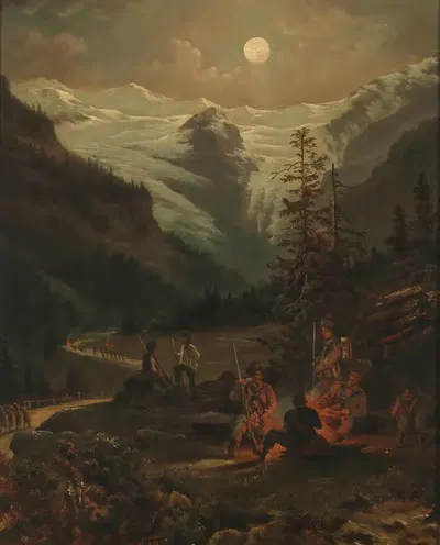 На страже (Ледник Трафои на перевале Стельвио) by Теодор фон Хёрманн, 1869 — digital art print download
