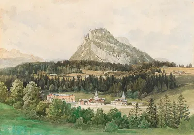 A view of Bad Aussee with Loser mountain by Thomas Ender — digital art print download