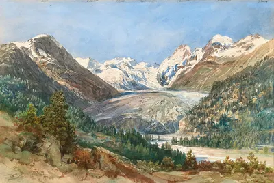 The Morteratsch Glacier in Grisons with the Bernina Range by Thomas Ender — digital art print download