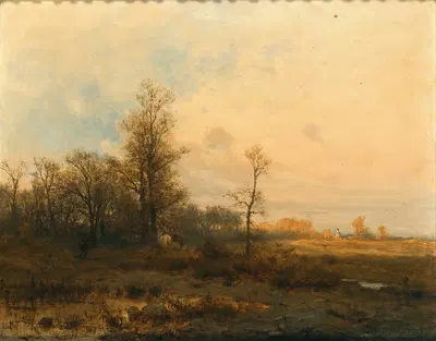 Осенний пейзаж вечером by Зигмунт Сидорович, 1878 — digital art print download