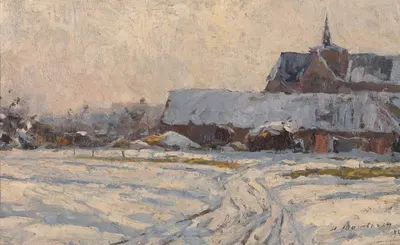 Снег после полудня (снежная деревня) by Альберт Баертсоен, 1892 — digital art print download