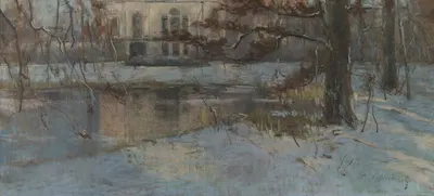 Снежный загородный дом и парк by Альберт Баертсоен — digital art print download