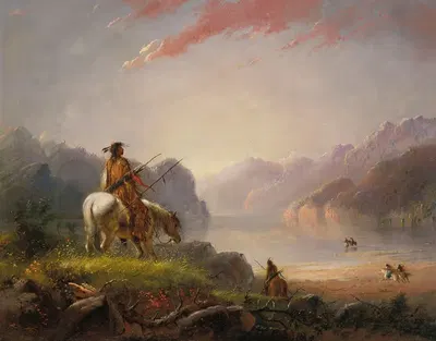 Закат, река Уинд by Альфред Джейкоб Миллер — digital art print download