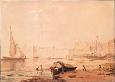 Westminster Bridge, London (rebuilt 1862) by Copley Fielding, 1811 — digital art print download