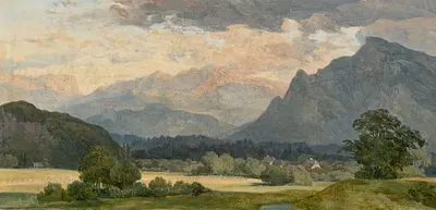 View of the Tennengebirge mountains near Salzburg by August Heinrich — digital art print download