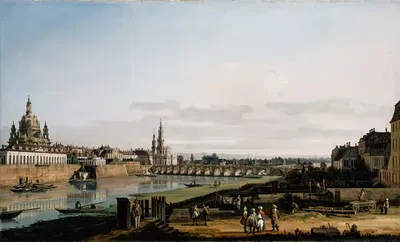 Дрезден с правого берега Эльбы, выше моста Августа by Бернардо Беллотто, c.1750 — digital art print download