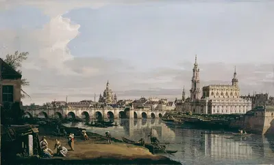 Дрезден с правого берега Эльбы, ниже Августовского моста by Бернардо Беллотто, c.1750 — digital art print download