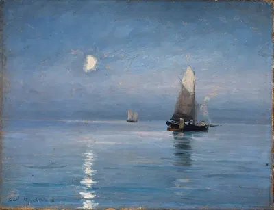 Рыболовные катера в лунную ночь by Карл Лохер, 1888 — digital art print download