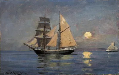 Ночная атмосфера на море. Полная луна by Карл Лохер — digital art print download