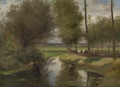 Пейзаж у реки Лис by Сезар Де Кок, 1863 — digital art print download