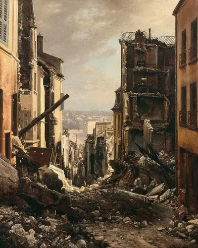 Королевская улица в Сен-Клу после пожара by Шарль Эфрази Кувассег, 1871 — digital art print download