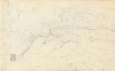 Sketch of Rural Landscape with Horse-Drawn Carriage by Thomas Bradshaw — digital art print download