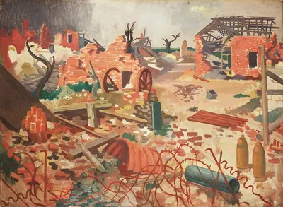 This village changed hands five times during the war by Colin Gill, 1918 — digital art print download