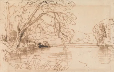 A Tree Overhanging a River by Thomas Creswick — digital art print download