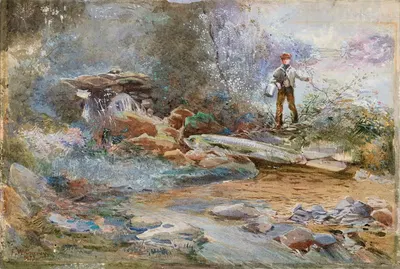 Мальчик с ведром у берега реки by Франсис 'Фанни' Уилмот Керри, 1879 — digital art print download