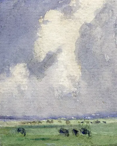 Высокое облачное небо над лугами by Франс Смиссерт, 1943 — digital art print download