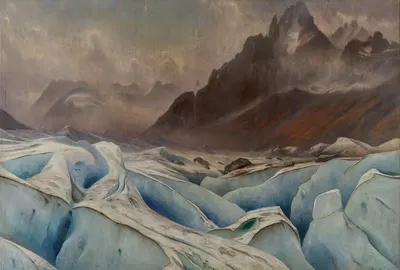 La Mer de Glace et les Grands Charmoz, Chamonix by Gabriel Loppé — digital art print download