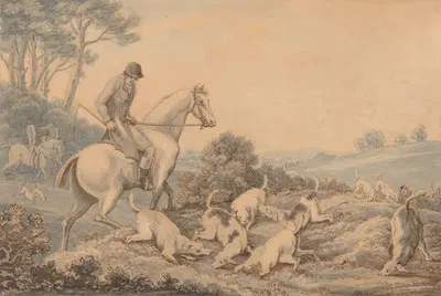 Myles Sandys' Hounds and Huntsmen Scenting a Hare by Томас Сандерленд — digital art print download