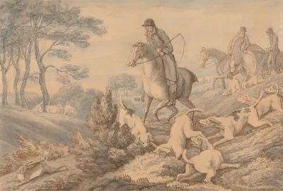 Myles Sandys' Hounds and Huntsmen Starting a Hare by Thomas Sunderland — digital art print download