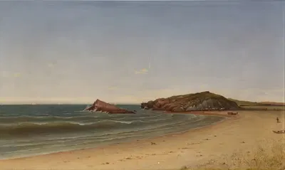 На пляже, Ньюпорт (пляж Спаутинг Рок) by Джеймс Августус Суйдам, 1864 — digital art print download