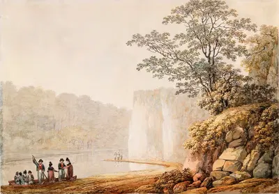 Паром у Феннора Рока на реке Бойн, графство Мит by Джеймс Джордж Обен, 1796 — digital art print download