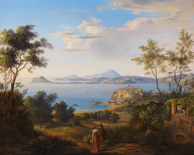 Залив Поззуоли у Неаполя by Иоганн Иоахим Фабер, 1829 — digital art print download