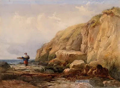 Девочка, собирающая моллюсков by Джон Генри Мол, 1884 — digital art print download