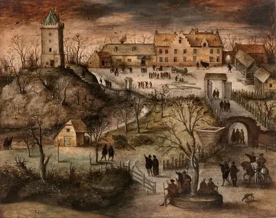 Place forte dans un paysage d'hiver by Lucas Gassel — digital art print download