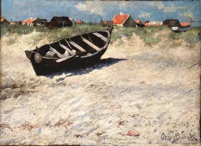Лодка на южном пляже Скаген by Оскар Бьёрк, 1884 — digital art print download