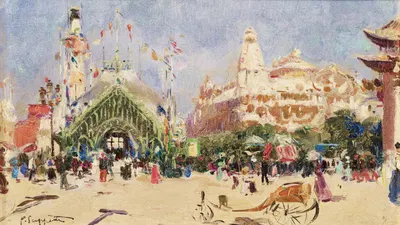 Le parc Monceau ; Pavillon à l'Exposition Universelle by Pietro Scoppetta — digital art print download