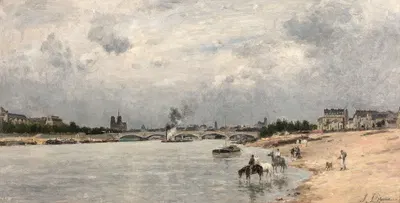 Le pont d'Austerlitz au quai de la Rapée, Paris by Stanislas Lépine — digital art print download