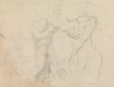 Figures with a Bull From Parthenon Frieze by Уильям Парс — digital art print download