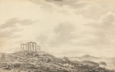 Landscape with Temple Ruins at Sunium by Уильям Парс — digital art print download