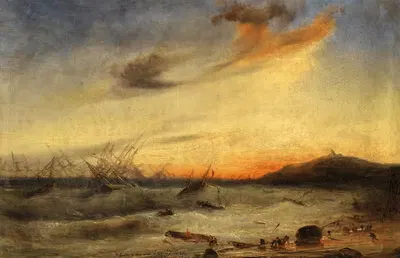 Морское сражение by Теодор Гюдин, 1830 — digital art print download