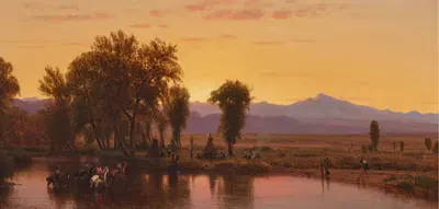 Индейцы пересекают реку Платт by Уортингтон Уитредж, 1867 — digital art print download